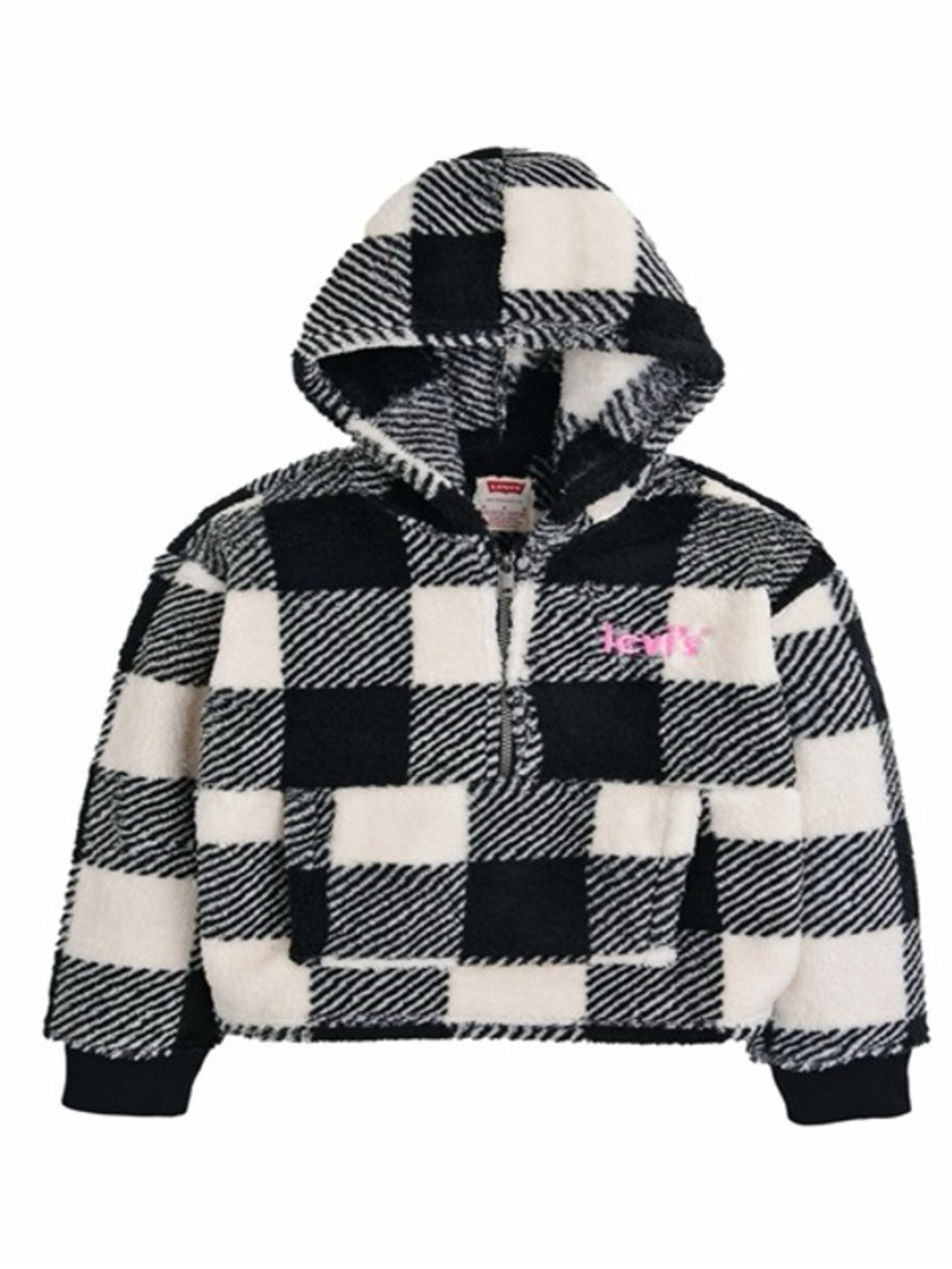 Levi's Girls' Black & White Fleece Hooded Pullover 6x